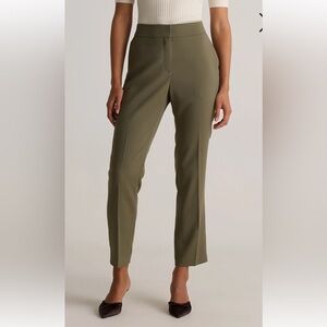 QUINCE Stretch Crepe Ankle Pants In Olive Elastic Waist Pockets Women’s Size 10